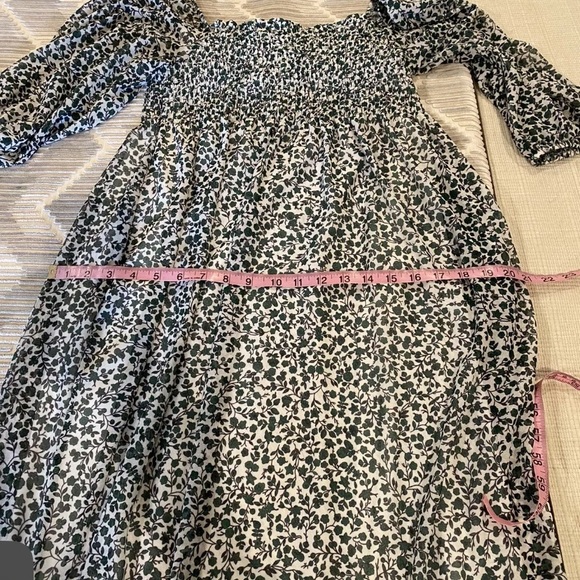 Baum Und Pferdgarten Judith Smocked Floral Midi Dress Green Peasant Boho Small - Picture 7 of 11